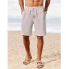 COOFANDY Men’s Linen Shorts Casual Summer Beach Shorts Elastic Waist Drawstring Vacation Shorts with Pockets(Light Gray)