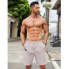 COOFANDY Men’s Linen Shorts Casual Summer Beach Shorts Elastic Waist Drawstring Vacation Shorts with Pockets(Light Grey)