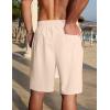 COOFANDY Men’s Linen Shorts Casual Summer Beach Shorts Elastic Waist Drawstring Vacation Shorts with Pockets(Light Khaki)