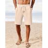 COOFANDY Men’s Linen Shorts Casual Summer Beach Shorts Elastic Waist Drawstring Vacation Shorts with Pockets(Light Khaki)