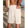 COOFANDY Men’s Linen Shorts Casual Summer Beach Shorts Elastic Waist Drawstring Vacation Shorts with Pockets(Linen Khaki)