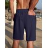COOFANDY Men’s Linen Shorts Casual Summer Beach Shorts Elastic Waist Drawstring Vacation Shorts with Pockets(Navy Blue)
