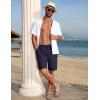 COOFANDY Men’s Linen Shorts Casual Summer Beach Shorts Elastic Waist Drawstring Vacation Shorts with Pockets(Navy Blue)