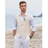 COOFANDY Men’s Linen Vest Casual Linen Slim Fit Suit Vests Dress Waistcoat Wedding Business Prom(Beige)