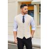 COOFANDY Men’s Linen Vest Casual Linen Slim Fit Suit Vests Dress Waistcoat Wedding Business Prom(Beige)