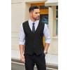 COOFANDY Men’s Linen Vest Casual Linen Slim Fit Suit Vests Dress Waistcoat Wedding Business Prom(Black)