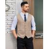 COOFANDY Men’s Linen Vest Casual Linen Slim Fit Suit Vests Dress Waistcoat Wedding Business Prom(Khaki)
