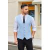 COOFANDY Men’s Linen Vest Casual Linen Slim Fit Suit Vests Dress Waistcoat Wedding Business Prom(Light Blue)