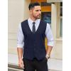 COOFANDY Men’s Linen Vest Casual Linen Slim Fit Suit Vests Dress Waistcoat Wedding Business Prom(Navy Blue)