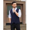 COOFANDY Men’s Linen Vest Casual Linen Slim Fit Suit Vests Dress Waistcoat Wedding Business Prom(Navy Blue)