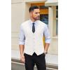 COOFANDY Men’s Linen Vest Casual Linen Slim Fit Suit Vests Dress Waistcoat Wedding Business Prom(White)