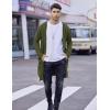 COOFANDY Men’s Long Hooded Cardigan Shawl Collar Lightweight Open Front Drape Cape Overcoat with Pockets(Arm Green)