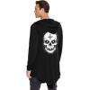 COOFANDY Men’s Long Hooded Cardigan Shawl Collar Lightweight Open Front Drape Cape Overcoat with Pockets(Black(skull))