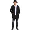 COOFANDY Men’s Long Hooded Cardigan Shawl Collar Lightweight Open Front Drape Cape Overcoat with Pockets(Black(skull))