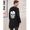 COOFANDY Men’s Long Hooded Cardigan Shawl Collar Lightweight Open Front Drape Cape Overcoat with Pockets(Black(skull))