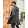 COOFANDY Men’s Long Hooded Cardigan Shawl Collar Lightweight Open Front Drape Cape Overcoat with Pockets(Dark Gray)