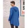 COOFANDY Men’s Long Hooded Cardigan Shawl Collar Lightweight Open Front Drape Cape Overcoat with Pockets(Dark Navy)
