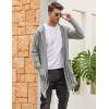 COOFANDY Men’s Long Hooded Cardigan Shawl Collar Lightweight Open Front Drape Cape Overcoat with Pockets(Light Grey)