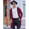 COOFANDY Men’s Long Hooded Cardigan Shawl Collar Lightweight Open Front Drape Cape Overcoat with Pockets(Wine Red)