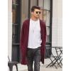 COOFANDY Men’s Long Hooded Cardigan Shawl Collar Lightweight Open Front Drape Cape Overcoat with Pockets(Wine Red)
