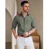 COOFANDY Men’s Long Sleeve Button Down Shirt Casual Lightweight Shacket Spring Fall Shirt Jacket Overshirt with Pockets(Army Green)