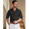 COOFANDY Men’s Long Sleeve Button Down Shirt Casual Lightweight Shacket Spring Fall Shirt Jacket Overshirt with Pockets(Black)