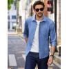 COOFANDY Men’s Long Sleeve Button Down Shirt Casual Lightweight Shacket Spring Fall Shirt Jacket Overshirt with Pockets(Blue)