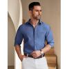 COOFANDY Men’s Long Sleeve Button Down Shirt Wrinkle Free Untucked Dress Shirt Casual Denim Shirt(Deep Blue)