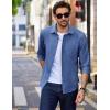COOFANDY Men’s Long Sleeve Button Down Shirt Wrinkle Free Untucked Dress Shirt Casual Denim Shirt(Deep Blue)