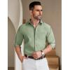 COOFANDY Men’s Long Sleeve Button Down Shirt Wrinkle Free Untucked Dress Shirt Casual Denim Shirt(Light Green)