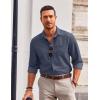 COOFANDY Men’s Long Sleeve Button Down Shirt Wrinkle Free Untucked Dress Shirt Casual Denim Shirt(Navy Blue)
