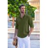 COOFANDY Men’s Long Sleeve Button Down Shirts Casual Cotton Linen Shirts Summer Beach Shirt with Pocket(Army Green)