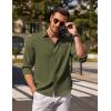 COOFANDY Men’s Long Sleeve Button Down Shirts Casual Cotton Linen Shirts Summer Beach Shirt with Pocket(Army Green)