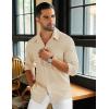 COOFANDY Men’s Long Sleeve Button Down Shirts Casual Cotton Linen Shirts Summer Beach Shirt with Pocket(Khaki)