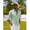 COOFANDY Men’s Long Sleeve Button Down Shirts Casual Cotton Linen Shirts Summer Beach Shirt with Pocket(Light Green)