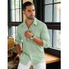 COOFANDY Men’s Long Sleeve Button Down Shirts Casual Cotton Linen Shirts Summer Beach Shirt with Pocket(Light Green)