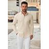 COOFANDY Men’s Long Sleeve Button Down Shirts Casual Untucked Dress Shirt Beach Wedding Shirts(Light Khaki)