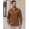 COOFANDY Mens Long Sleeve Button Down Shirts Casual Untucked Shirts Stretch Shirts(Brown)