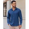 COOFANDY Mens Long Sleeve Button Down Shirts Casual Untucked Shirts Stretch Shirts(Dark Blue)