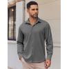 COOFANDY Mens Long Sleeve Button Down Shirts Casual Untucked Shirts Stretch Shirts(Grey)
