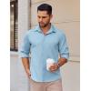 COOFANDY Mens Long Sleeve Button Down Shirts Casual Untucked Shirts Stretch Shirts(Light Blue)