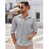 COOFANDY Mens Long Sleeve Button Down Shirts Casual Untucked Shirts Stretch Shirts(Light Grey)