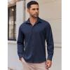 COOFANDY Mens Long Sleeve Button Down Shirts Casual Untucked Shirts Stretch Shirts(Navy Blue)