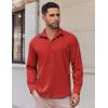 COOFANDY Mens Long Sleeve Button Down Shirts Casual Untucked Shirts Stretch Shirts(Red)
