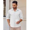 COOFANDY Mens Long Sleeve Button Down Shirts Casual Untucked Shirts Stretch Shirts(White)