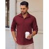 COOFANDY Mens Long Sleeve Button Down Shirts Casual Untucked Shirts Stretch Shirts(Wine Red)