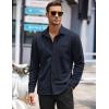 COOFANDY Mens Long Sleeve Button Down Shirts Wrinkle Free Untucked Shirts Casual Dress Shirt for Men(Dark Blue)