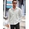 COOFANDY Mens Long Sleeve Button Down Shirts Wrinkle Free Untucked Shirts Casual Dress Shirt for Men(White)