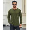 COOFANDY Men’s Long Sleeve Henley Shirts Cotton T-Shirts Casual Pullover Shirt Soft Stretch Basic Tees Fall Tops(Army Green)