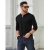 COOFANDY Men’s Long Sleeve Henley Shirts Cotton T-Shirts Casual Pullover Shirt Soft Stretch Basic Tees Fall Tops(Black 01 – Grey Collar)
